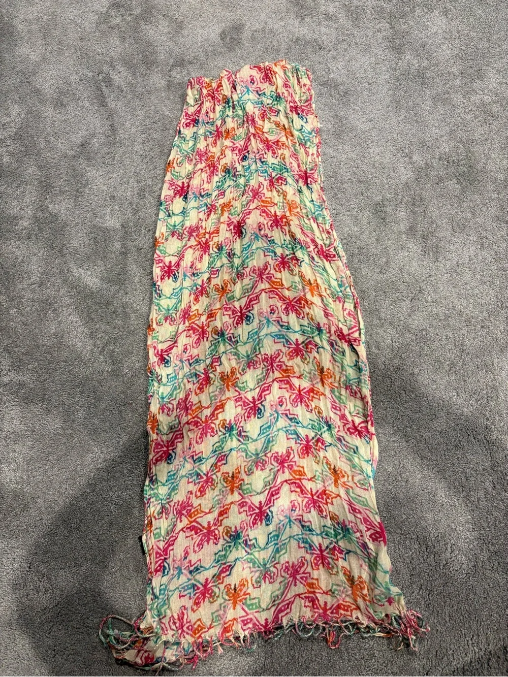 Women's Multicolor Printed Scarf - Butterfly Pattern